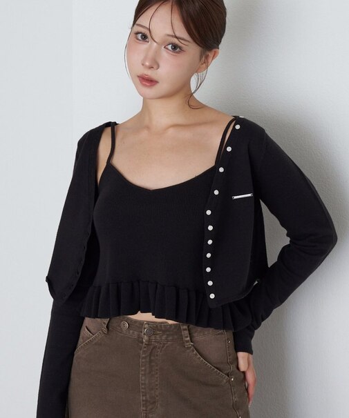 【RAY CASSIN】ペプラムキャミセットカーディガン