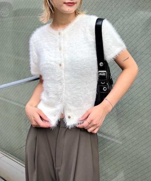 【WHO'S WHO gallery】シャギー半袖カーデ