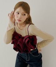 【Chico】フリルベアキャミ+ベロアトップスセット