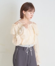 【mystic】[mline]シャギーフリル オフショルブラウス