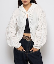 【WHO'S WHO gallery】ギャザーフードシャツブルゾン