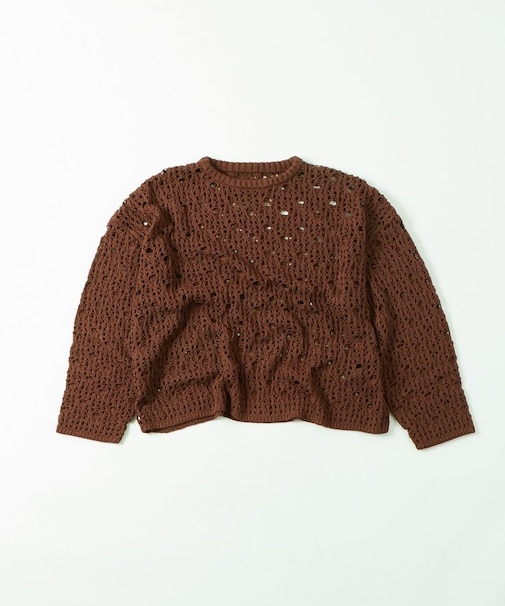 【WHO'S WHO gallery】透かし編みオフショルルーズニット