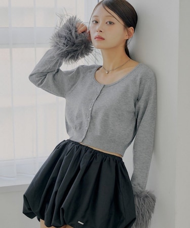 【Chico】ショート丈袖ファーカーディガン