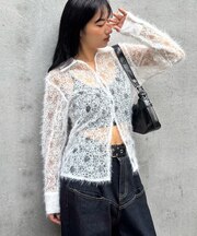 【WHO'S WHO gallery】フラワーレースニットシャツ