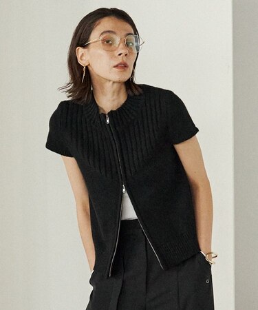 【CAPRICIEUX LE'MAGE】ミニスリーブZIPニット