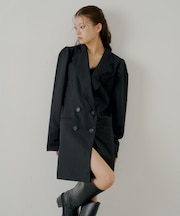 【Chico】ローズコサージュ付きパフロングジャケット