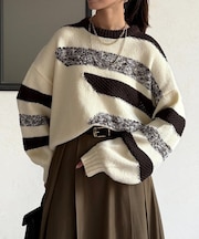 柄見えボーダーニット