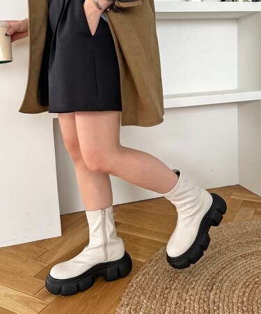 【Discoat】厚底ストレッチショートブーツ
