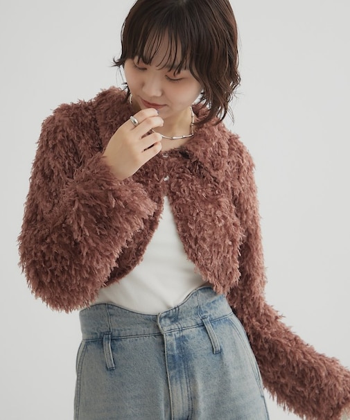 【mystic】衿付きフェザーボレロ