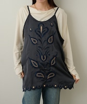 【Omekashi】サテン刺繍キャミチュニック