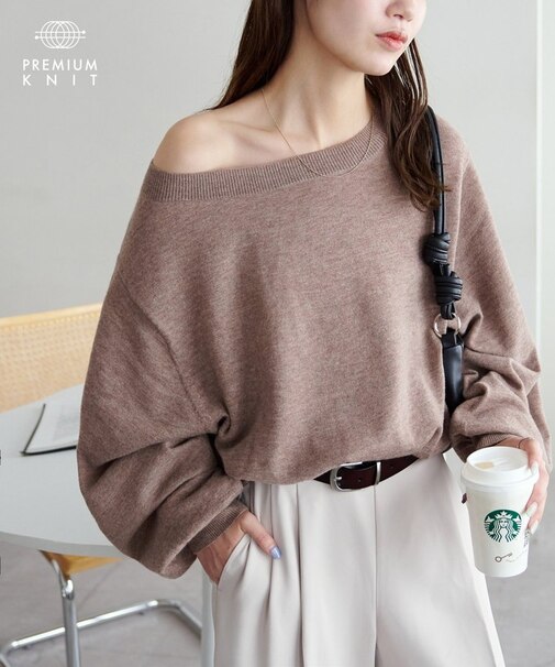 【Discoat】スーパーファインウールワンショルプルオーバー