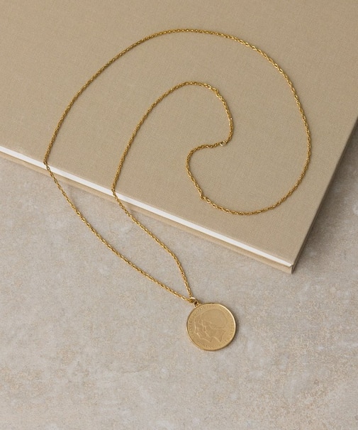 【ear PAPILLONNER】アンティーク風コインネックレス