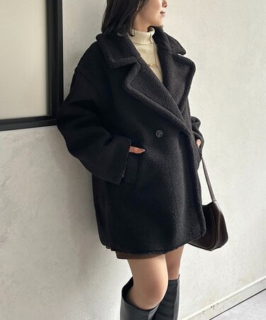 Fムートンタックミドルダブルコート