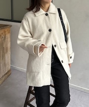 ステンカラーシャギーミドルコート