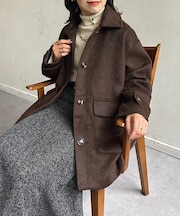 ステンカラーシャギーミドルコート