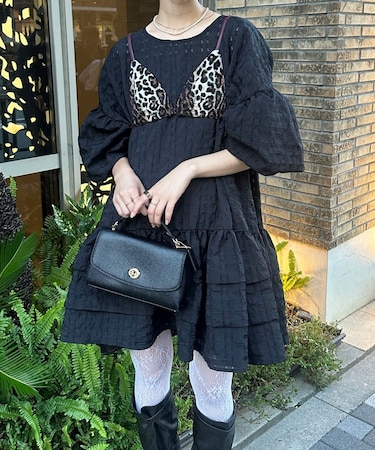 【Ciaopanic】【Lum?】シアーェックBIGタイボリュームミニドレス