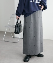 【Discoat】フロッキードットナロースカート