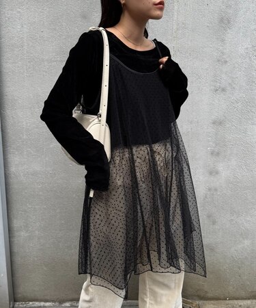 【CIAOPANIC TYPY】ドットチュールキャミチュニックワンピ