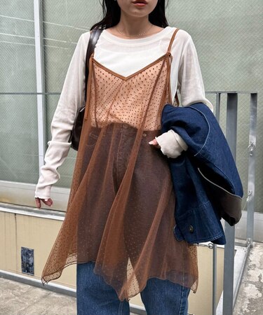 【CIAOPANIC TYPY】ドットチュールキャミチュニックワンピ