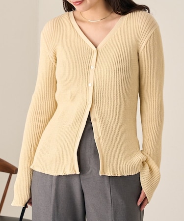 【Kastane】B シアーリブカーディガン