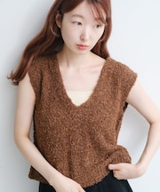 【Kastane】リボンヤーンニットベスト