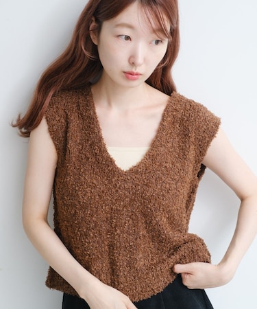 【Kastane】リボンヤーンニットベスト