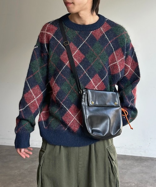 モヘアライクチェックニットプルオーバー