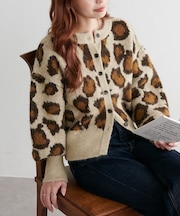 【Discoat】レオパードジャガードニットカーディガン