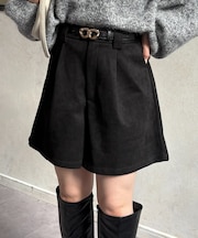 Fスエードタックハーフパンツ