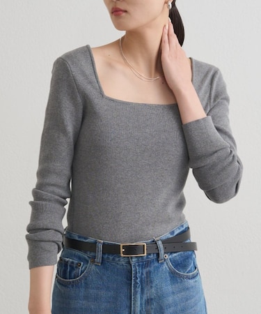 【earthy_】スクエアネックニット