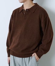 【Kastane】ブラッシュド ヤーン ニットポロシャツ