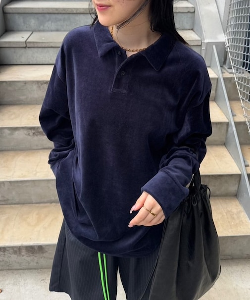 【Kastane】ベロアポロシャツ*