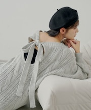 【Chico】バックオープンケーブルルーズワンピース