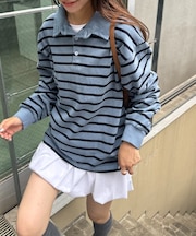 【CIAOPANIC TYPY】ボーダー襟付きトップス