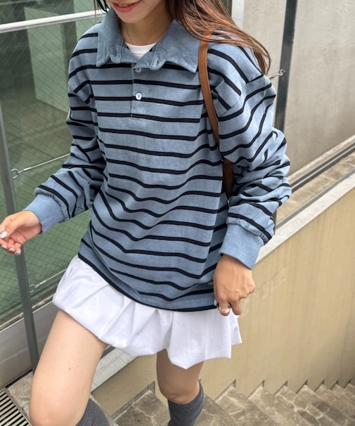 【CIAOPANIC TYPY】ボーダー襟付きトップス