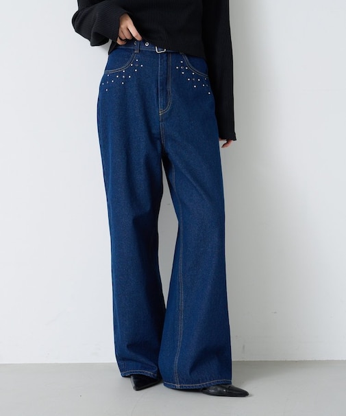 【Kastane】ビシュー付きデニムパンツ