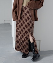 【Kastane】チェックベロアスカート