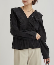 【mystic】スクエアシャーリングブラウス