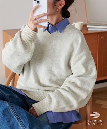 【Discoat】メリノウールVネックニット