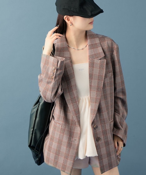 【mystic】チェックテーラージャケット