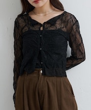 【Kastane】シアーレース2wayカーディガン