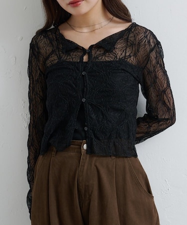 【Kastane】シアーレース2wayカーディガン