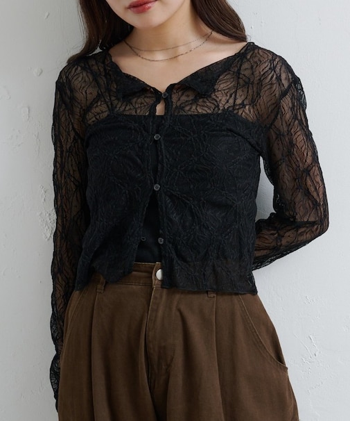 【Kastane】シアーレース2wayカーディガン