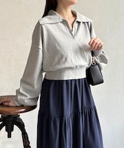 襟付きニットセットキャミワンピース