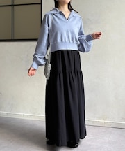 襟付きニットセットキャミワンピース