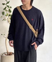 【U.S. POLO ASSN.】1ポイント刺繍ケーブルニットプルオーバー