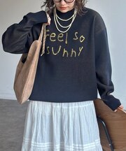 リバーシブル配色ロゴスウェットライクニット