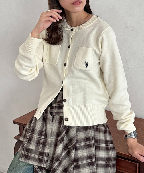【U.S. POLO ASSN.】スウェットライクポケ付きカーディガン