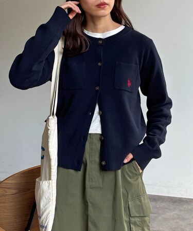 【U.S. POLO ASSN.】スウェットライクポケ付きカーディガン