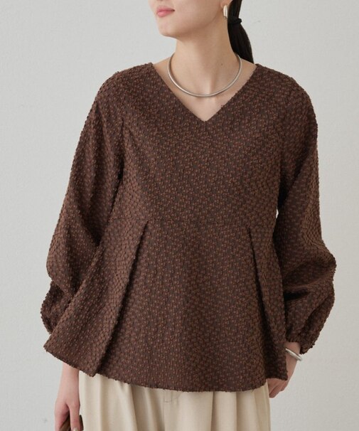 【Loungedress】ジャガードペプラムブラウス